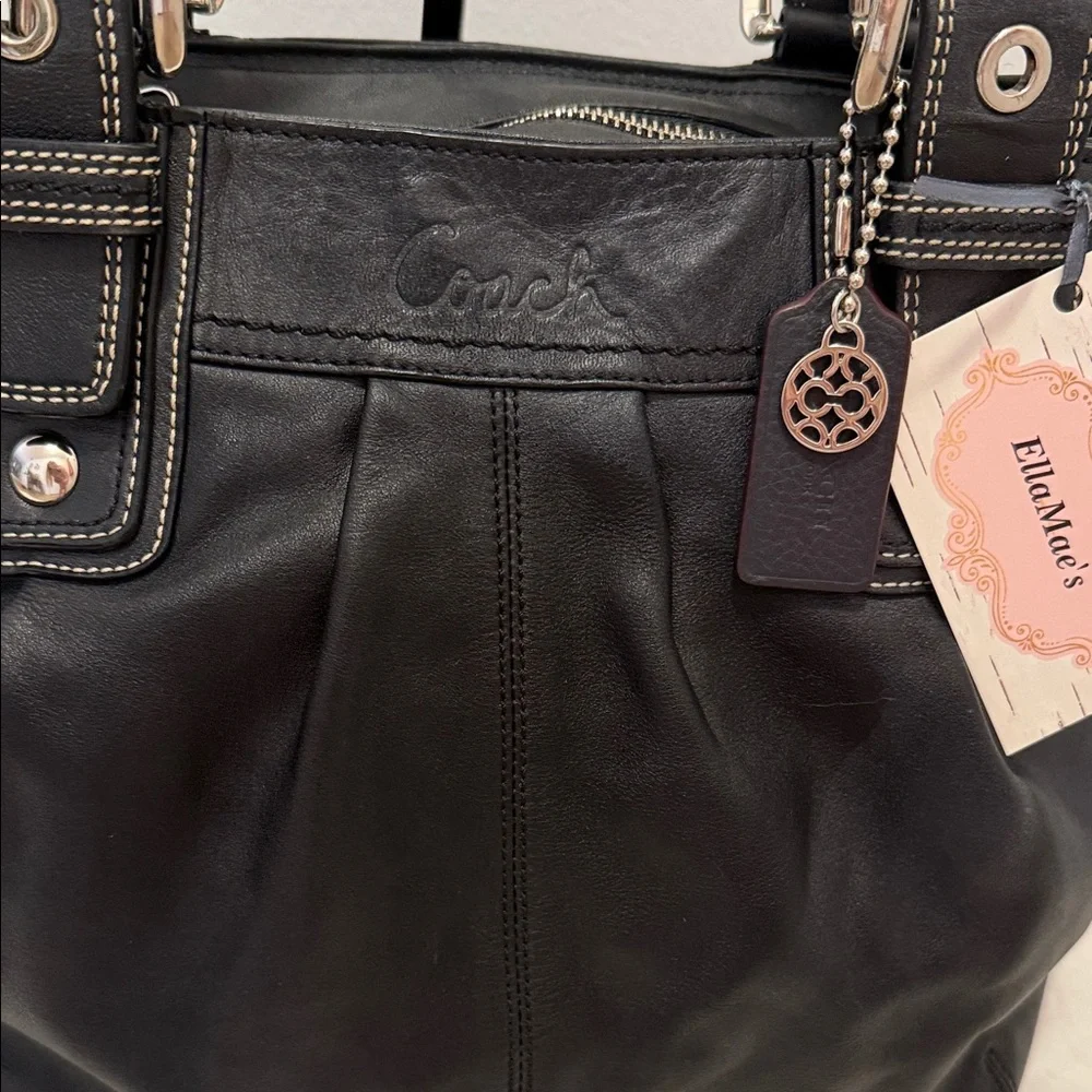 Coach Vintage SoHo Pleated Black Smooth Leather Handbag EUC - Picture 2 of 10